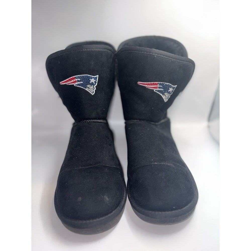 New England Patriots Lined Boots Black Embroidered Bedazzled Logo Size 11 Womens
